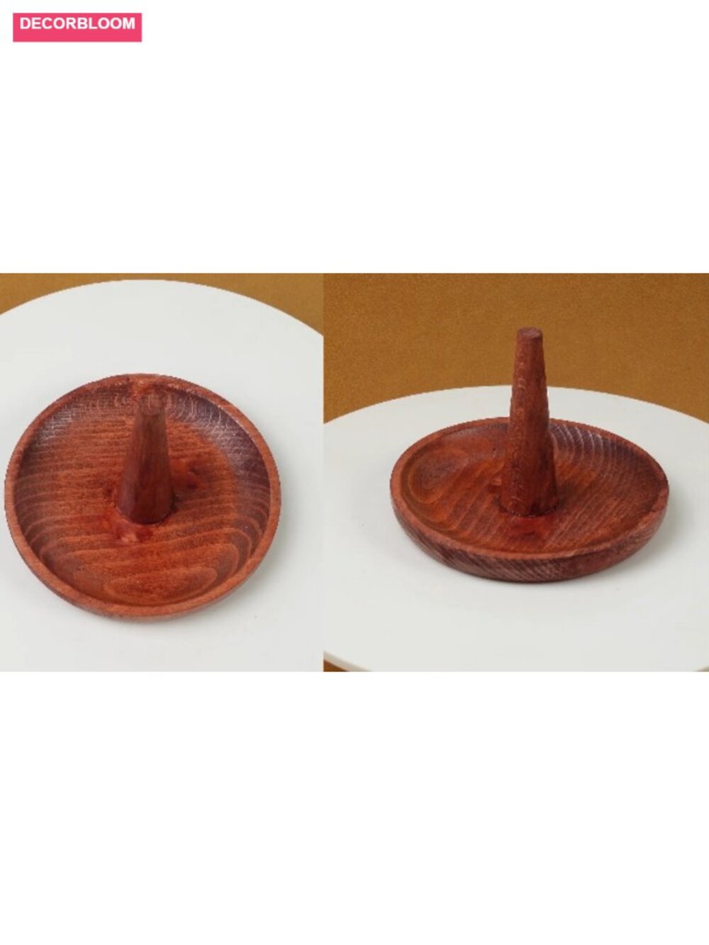 Solid Beech Wood Ring Holder Jewelry Tower Organizer Dish Stand Wedding Gift - Picture 6 of 6